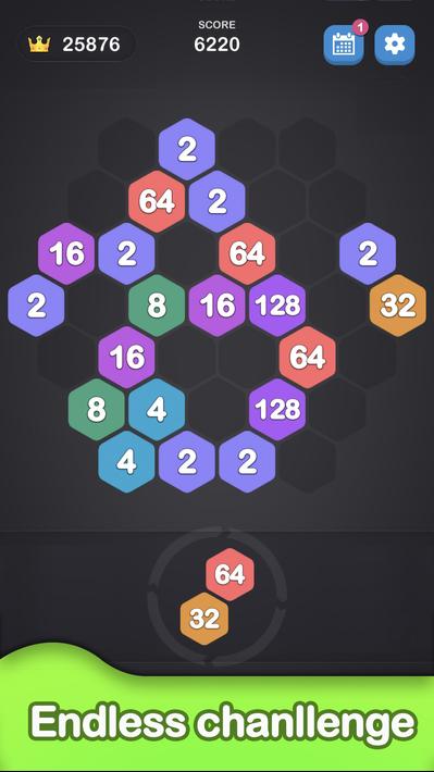 2048 Hexagon-Number Merge Game