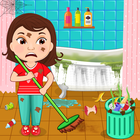 Baby Girl Cleaning House