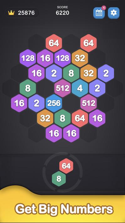 2048 Hexagon-Number Merge Game