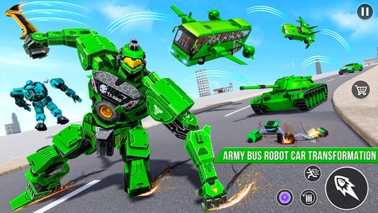 Army Bus Robot Car Game 3d