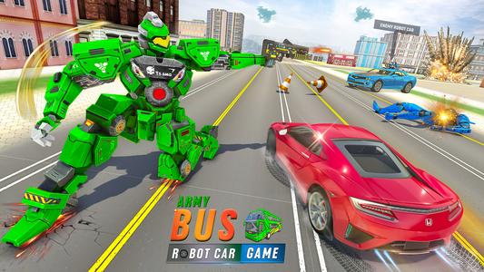 Army Bus Robot Car Game 3d