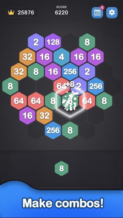 2048 Hexagon-Number Merge Game