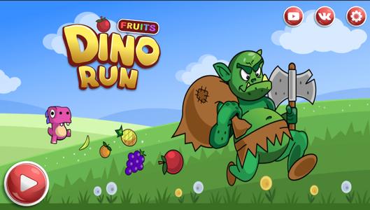 Dinosaur run to fruits