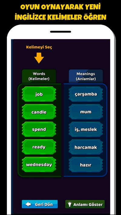 İngilizce Kelime Öğrenme Oyunu
