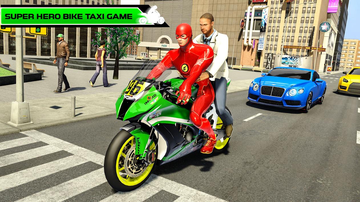 Superhero Bike Taxi: Bike Game