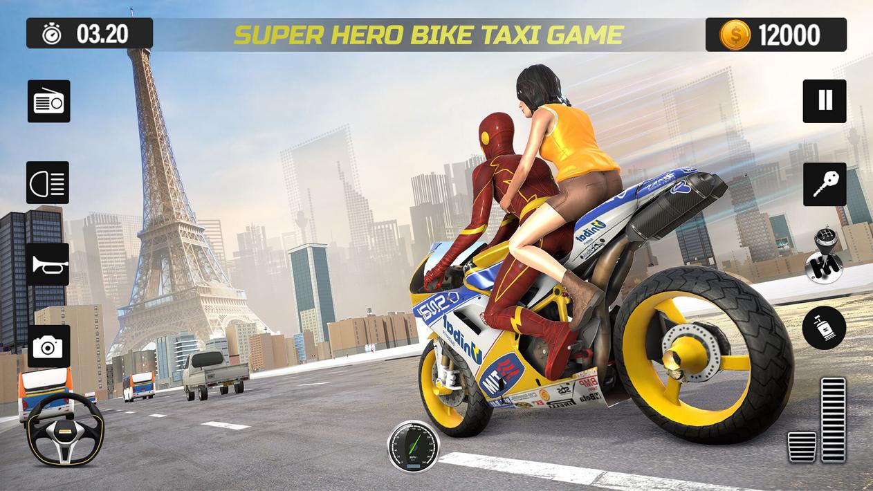 Superhero Bike Taxi: Bike Game