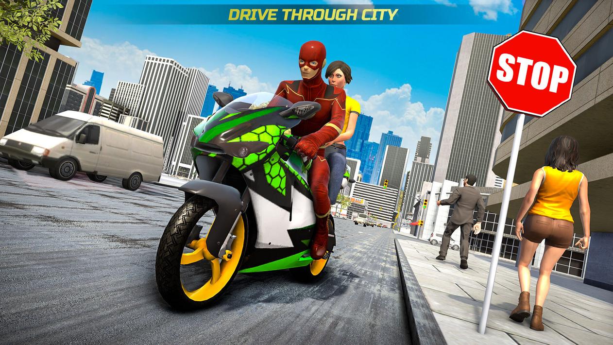 Superhero Bike Taxi: Bike Game