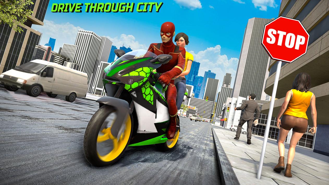 Superhero Bike Taxi: Bike Game