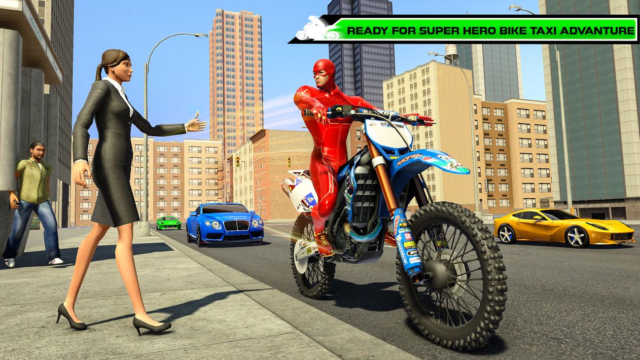 Superhero Bike Taxi: Bike Game