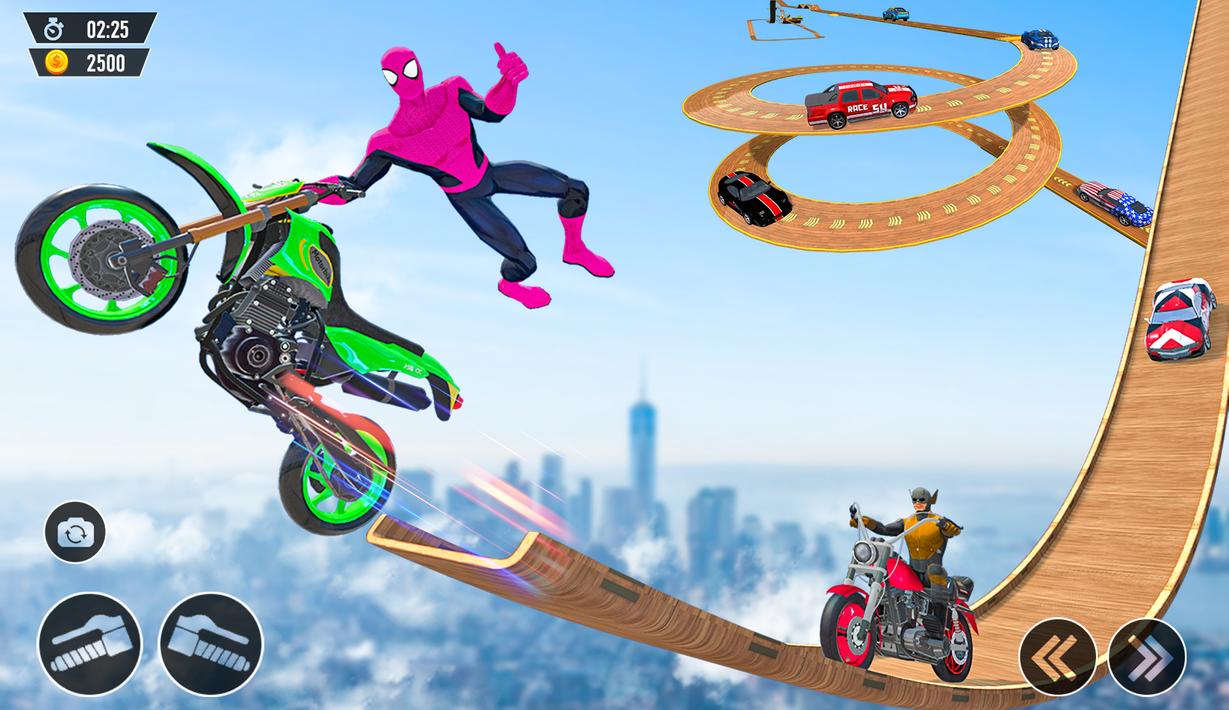 Superhero Mega Ramp Bike Stunt