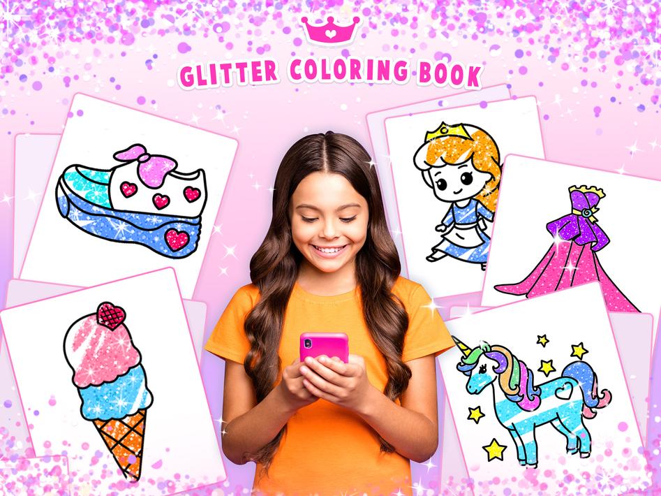 Glitter Coloring Book Painting