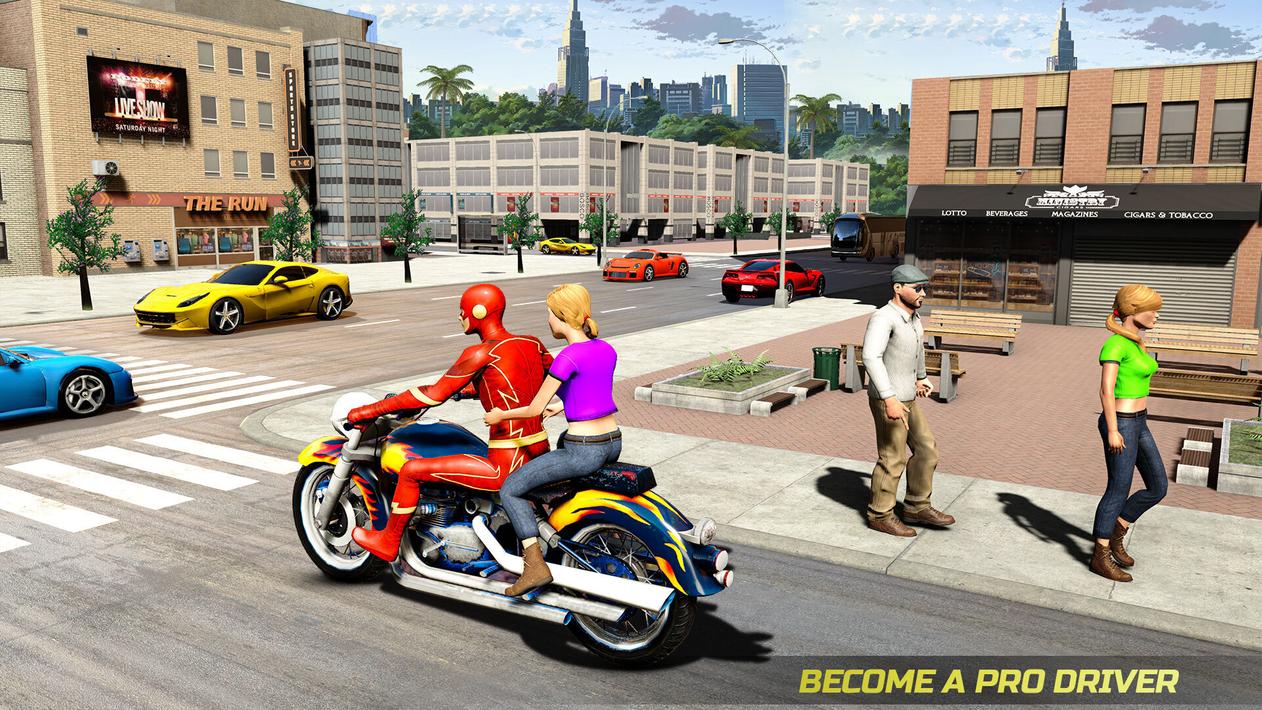 Superhero Bike Taxi: Bike Game