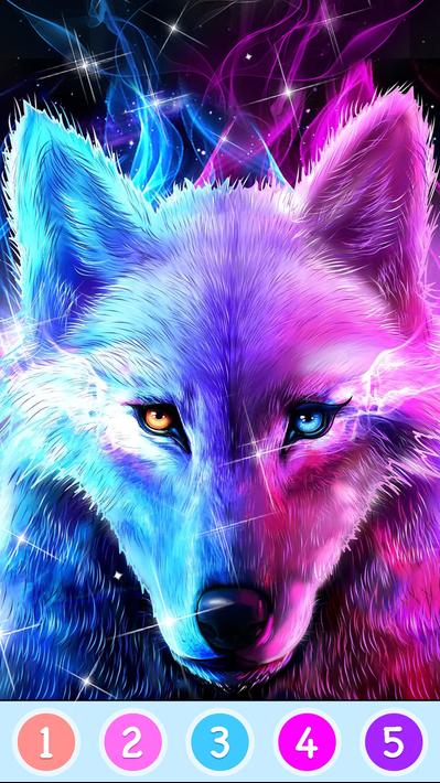 Wolf Coloring,Paint by numbers