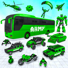 Army Bus Robot Car Games