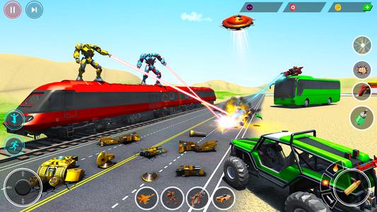 Army Bus Robot Car Games