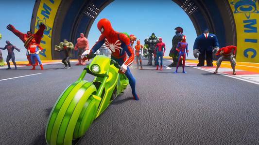 Superhero Tricky Bike Racing