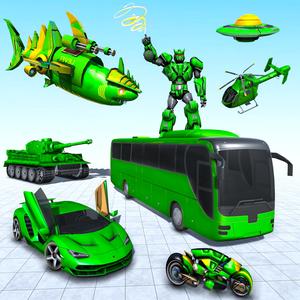 Army Bus Robot Car Games