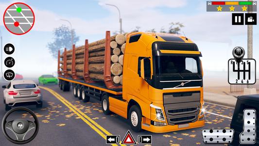 Log Transporter Truck Driving