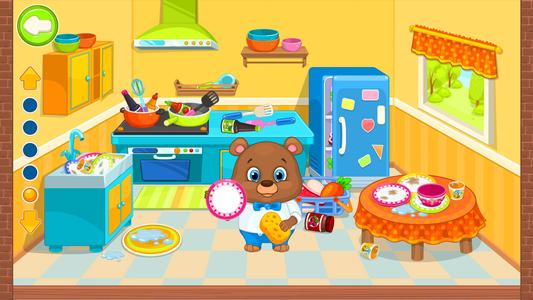 Happy Bear: Cleaning the house