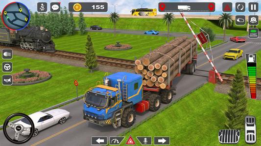 Log Transporter Truck Driving