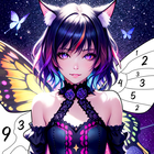 Butterfly Girl Color by Number