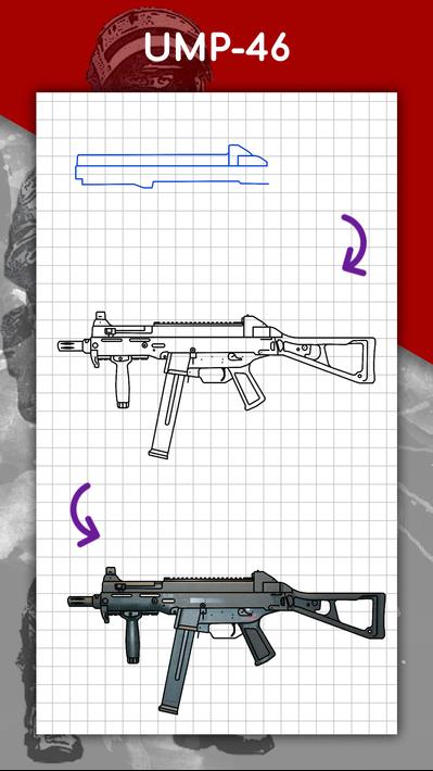 How to draw weapons by steps