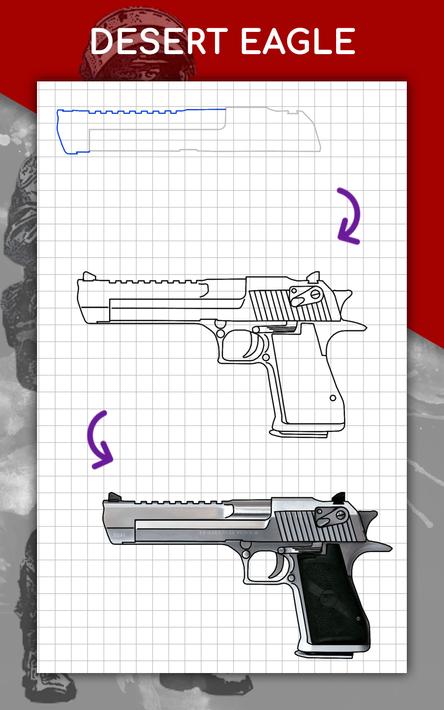 How to draw weapons by steps