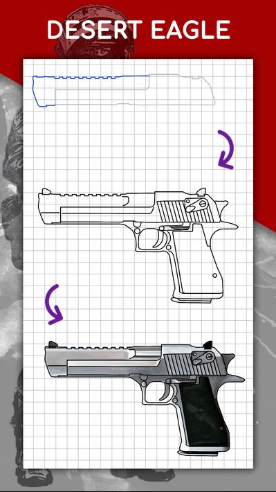 How to draw weapons by steps