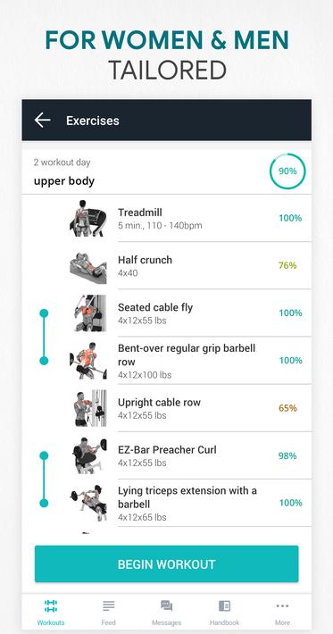 Fitness app: home, gym workout