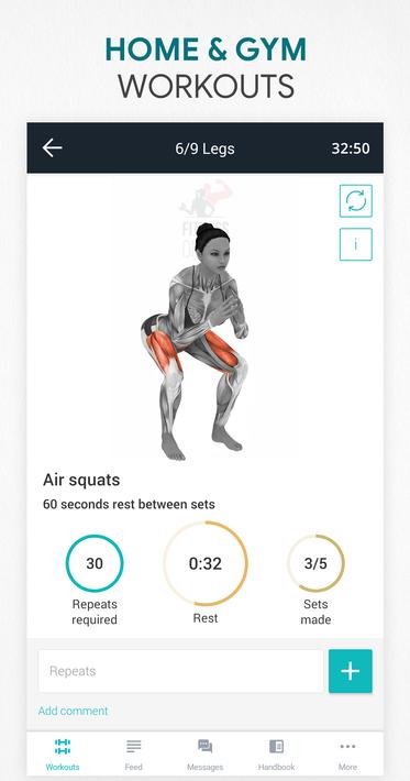 Fitness app: home, gym workout