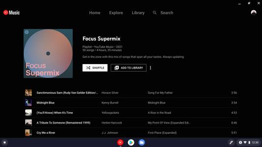 YouTube Music for Chromebook