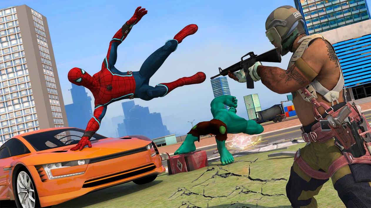 Spider Rope Hero Man Gangster Crime City Battle