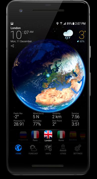 3D EARTH - weather forecast