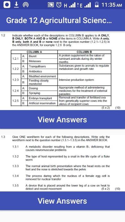 Grade 12 Agricultural Sciences