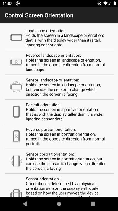 control screen rotation