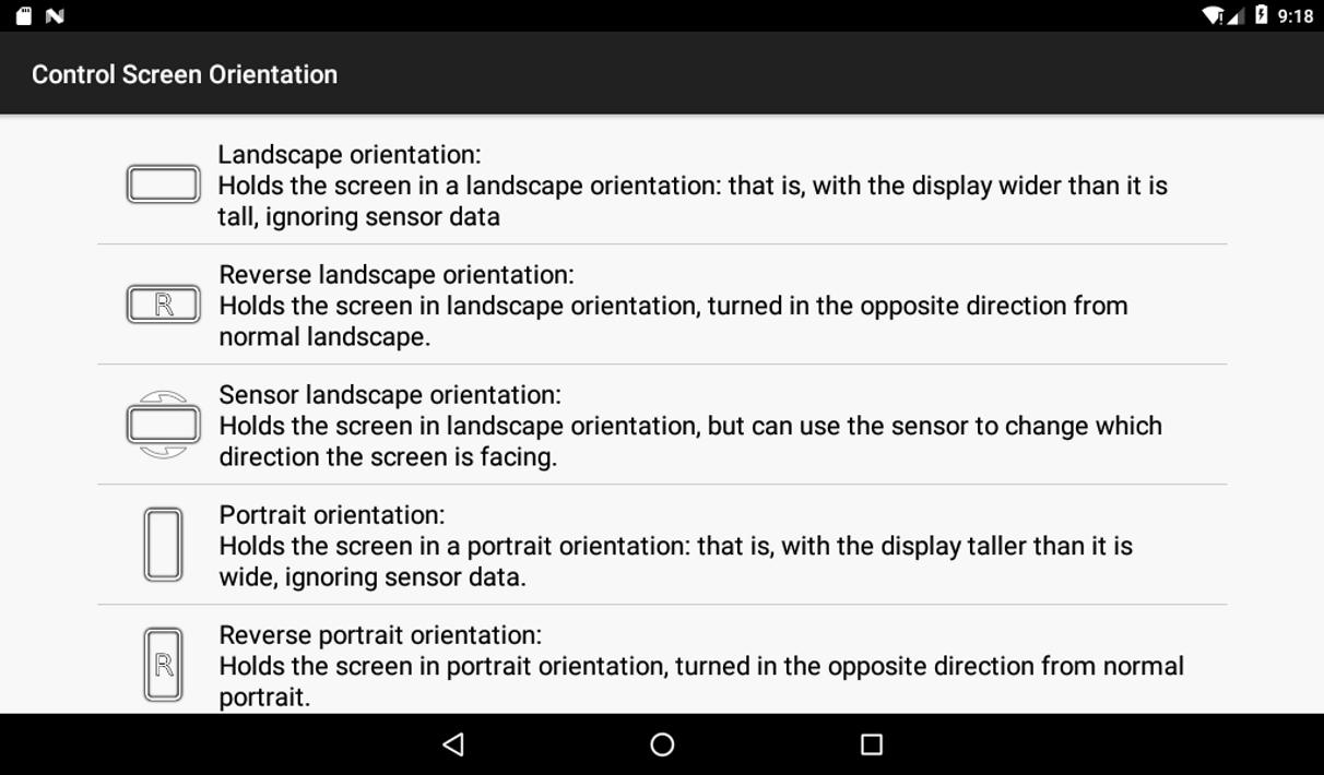 control screen rotation