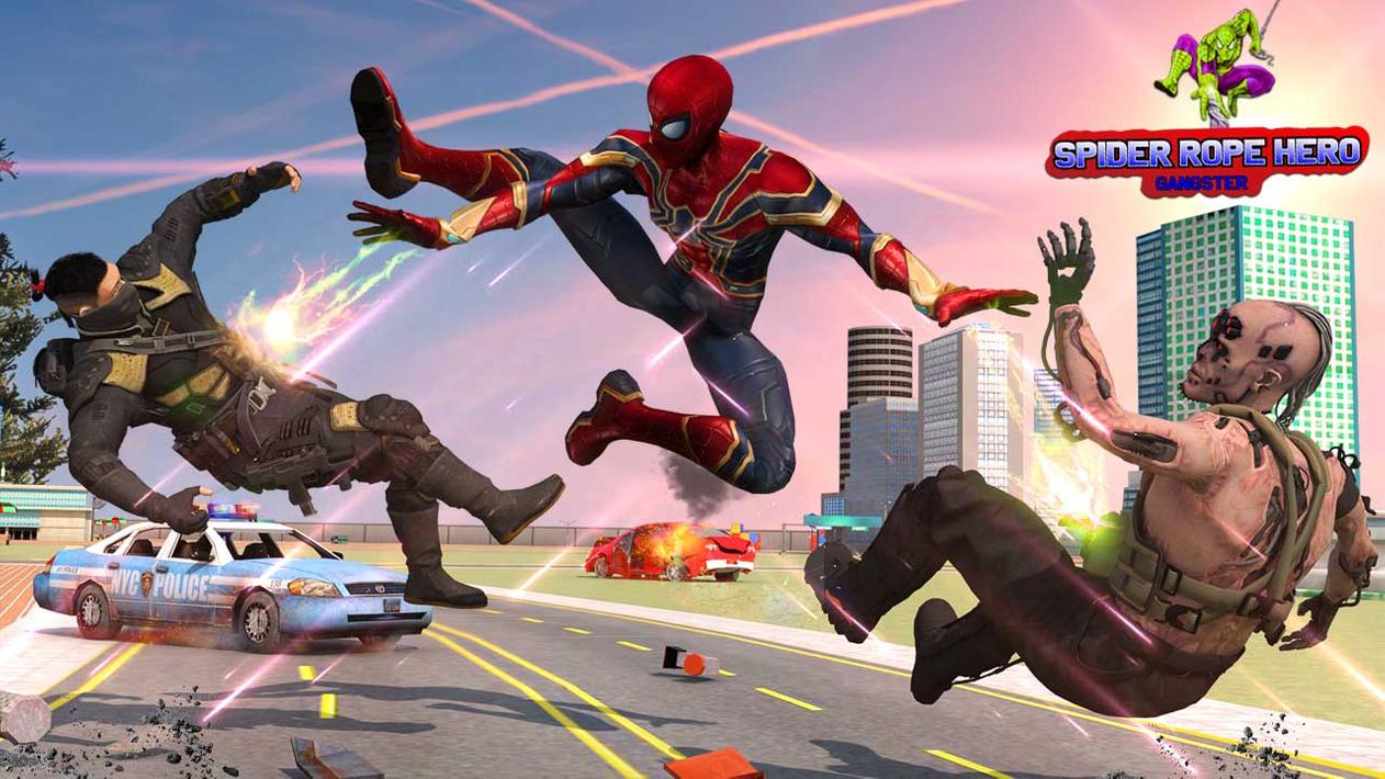 Spider Rope Hero Man Gangster Crime City Battle