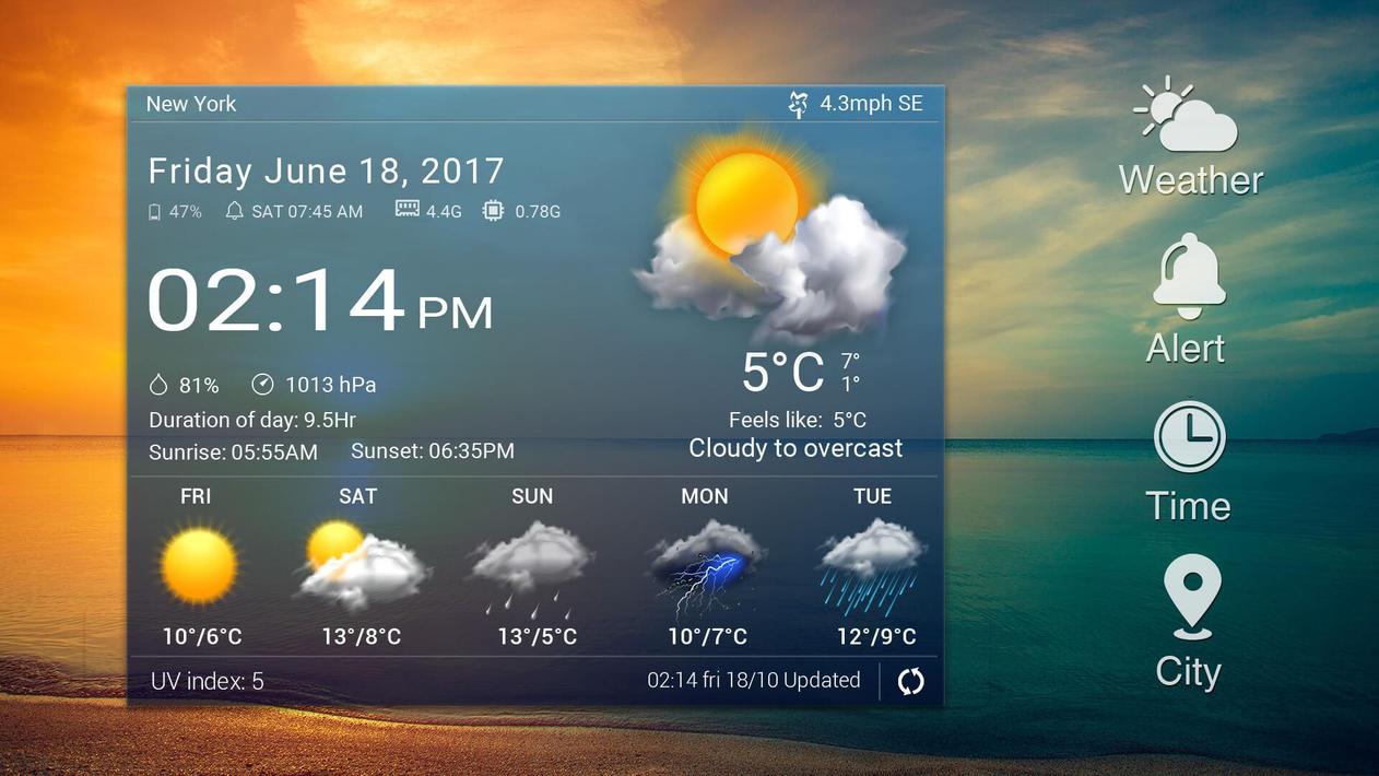 Cute weather forecast clock widget