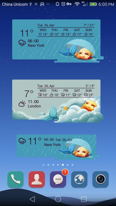 Cute weather forecast clock widget