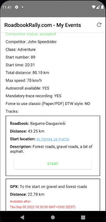 Roadbook Rally Reader