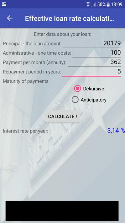 Credit: fast Loan calculation